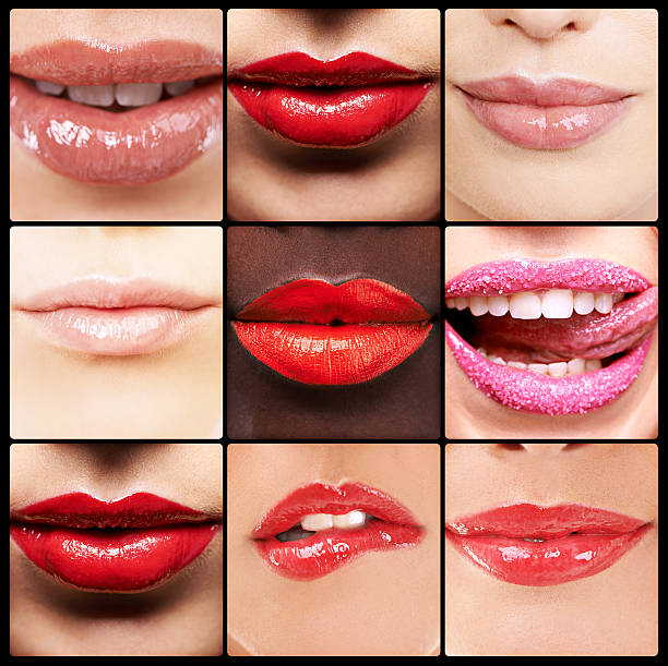 Composite image of women's lips with lipstick on