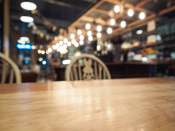 istock Top of wood table with Bar restaurant background 532134133