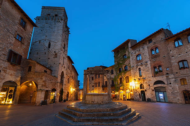 San Gimignano,Tuscany, Italy San Gimignano Medieval Village,Tuscany, Italy, Europe streets of san gimignano in the night stock pictures, royalty-free photos & images