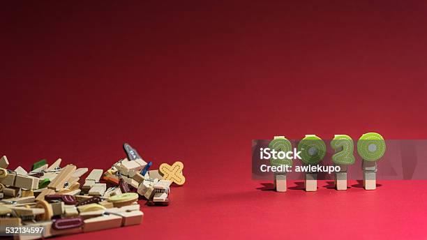 Colorful Numbers Year 2020 On Clothes Peg With Red Background Stock Photo - Download Image Now