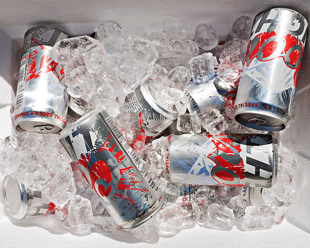 Coors Light in a cooler full of ice Springs, New York - June 6, 2014: Coors Light beer in a cooler full of ice Coors Light stock pictures, royalty-free photos & images