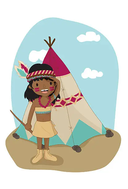 Vector illustration of Native American Girl