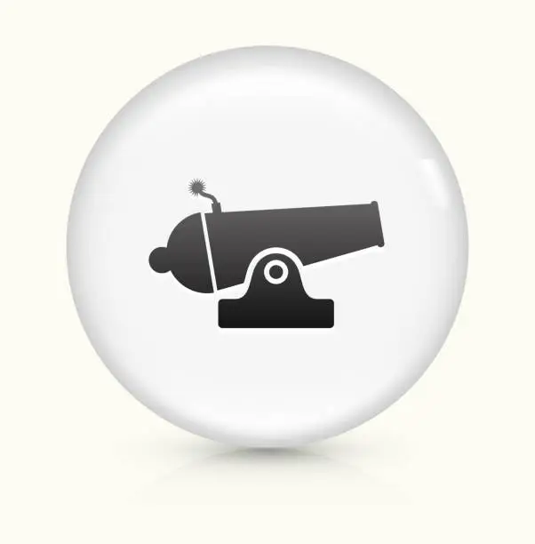 Vector illustration of Cannon icon on white round vector button