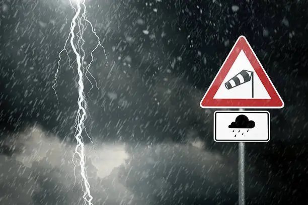 bad weather - caution - risk of storm and thunderstorms