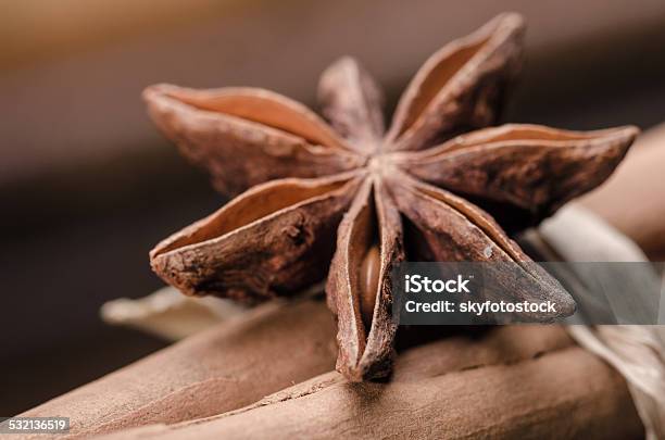 Star Anise And Cinnamon Stock Photo - Download Image Now - 2015, Anise, Backgrounds