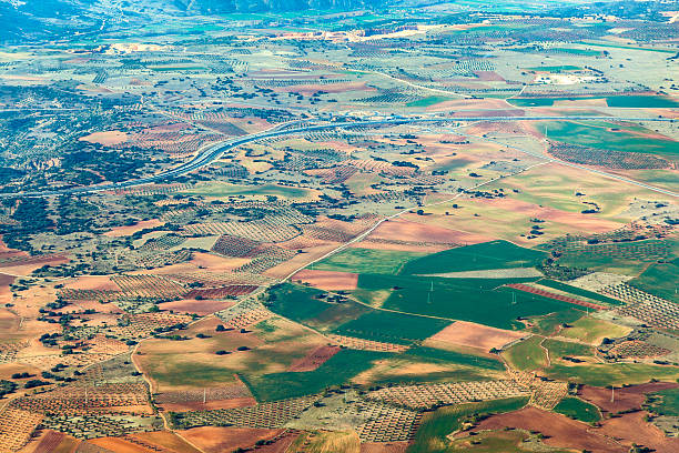 istock aerial of countryside and fields around madrid 532137163