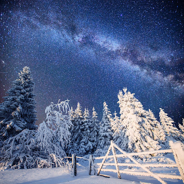 istock magical winter landscape and the star sky 532147141