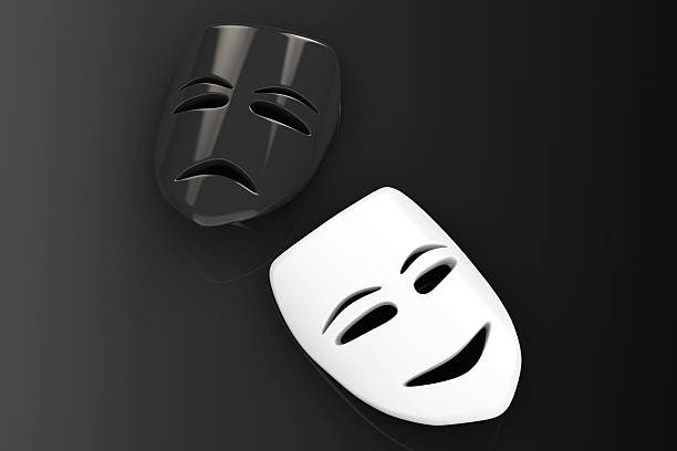 Tragicomic Theater Masks. Sad and Smile masks Tragicomic Theater Masks. Sad and Smile masks on a black background tragicomedy stock pictures, royalty-free photos & images