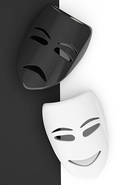 Tragicomic Theater Masks. Sad and Smile masks Tragicomic Theater Masks. Sad and Smile masks on a white and black background tragicomedy stock pictures, royalty-free photos & images