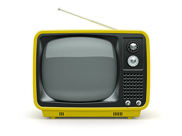 istock Yellow retro TV on white background 532149069