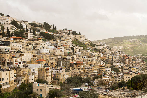 silwan village a gerusalemme. - jerusalem israel roof looking at view foto e immagini stock