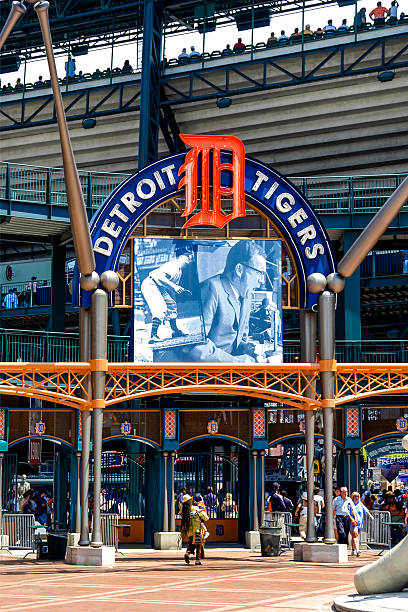 Comerica Park, Home of the Tigers in downtown Detroit MI Detroit, MI, USA - July 16, 2006: Comerica Park ball park stadium on Woodward Ave in downtown Detroit Michigan comerica park photos stock pictures, royalty-free photos & images