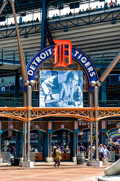 Comerica Park, Home of the Tigers in downtown Detroit MI Detroit, MI, USA - July 16, 2006: Comerica Park ball park stadium on Woodward Ave in downtown Detroit Michigan detroit tigers stock pictures, royalty-free photos & images