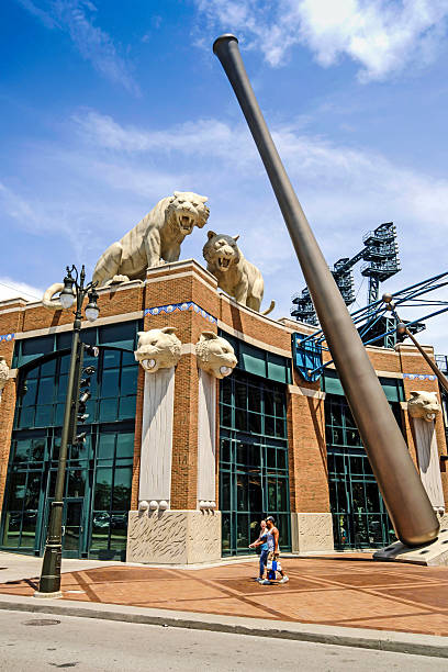 Comerica Park, Home of the Tigers in downtown Detroit MI Detroit, MI, USA - July 16, 2006: Comerica Park ball park stadium on Woodward Ave in downtown Detroit Michigan comerica park photos stock pictures, royalty-free photos & images