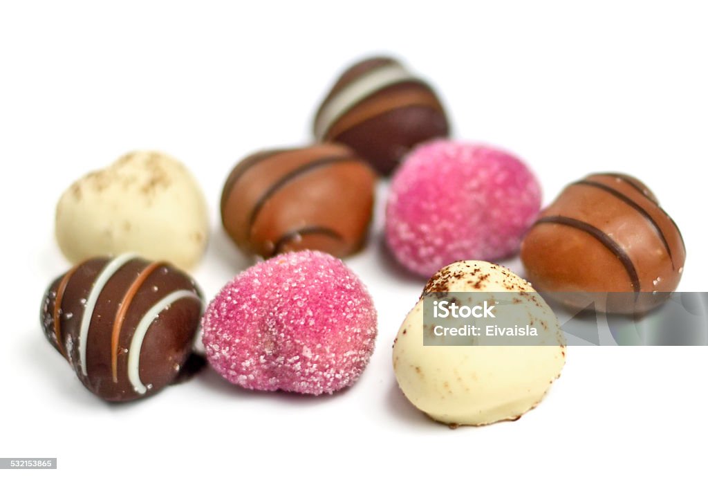 chocolate hearts Heart shaped chocolate truffles on white. Chocolates, isolated on white background. 2015 Stock Photo