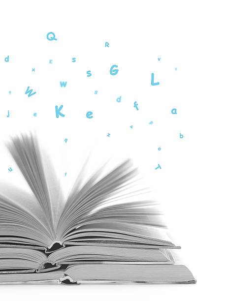 istock blue letters flying out of a book 532154223