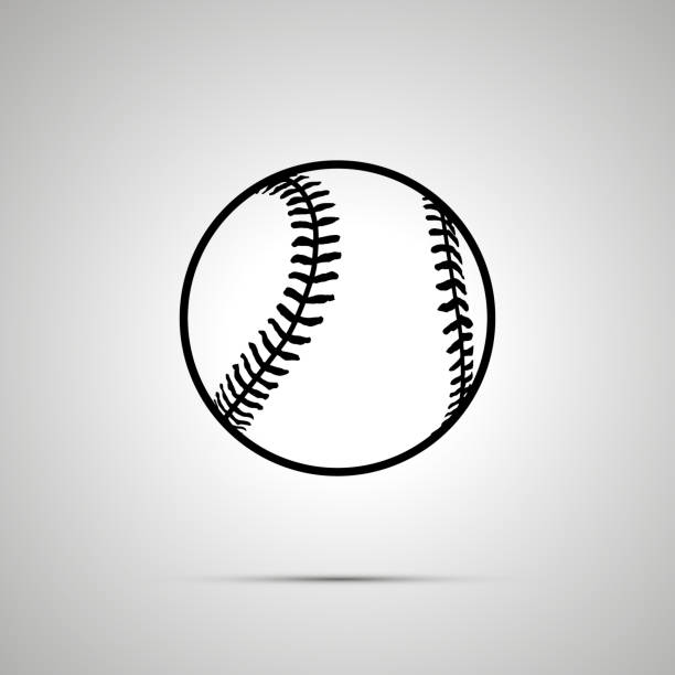ilustrações, clipart, desenhos animados e ícones de ícone bola de beisebol simples preto - softball