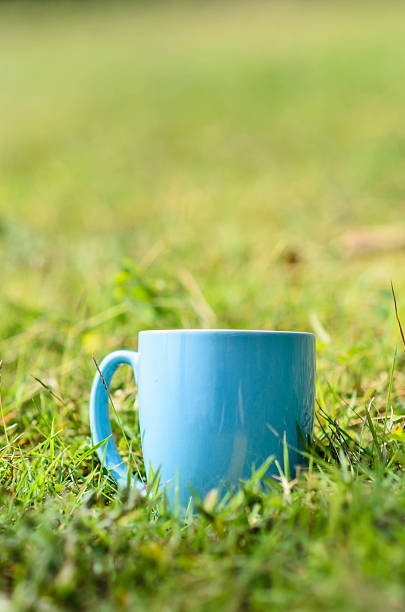 istock Green space with blue coffee mug outdoor. 532168391