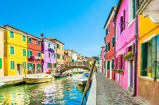 Colorful houses in Burano island near Venice, Italy