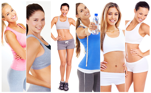 Composite shot of a group of fit women in exercise clothing