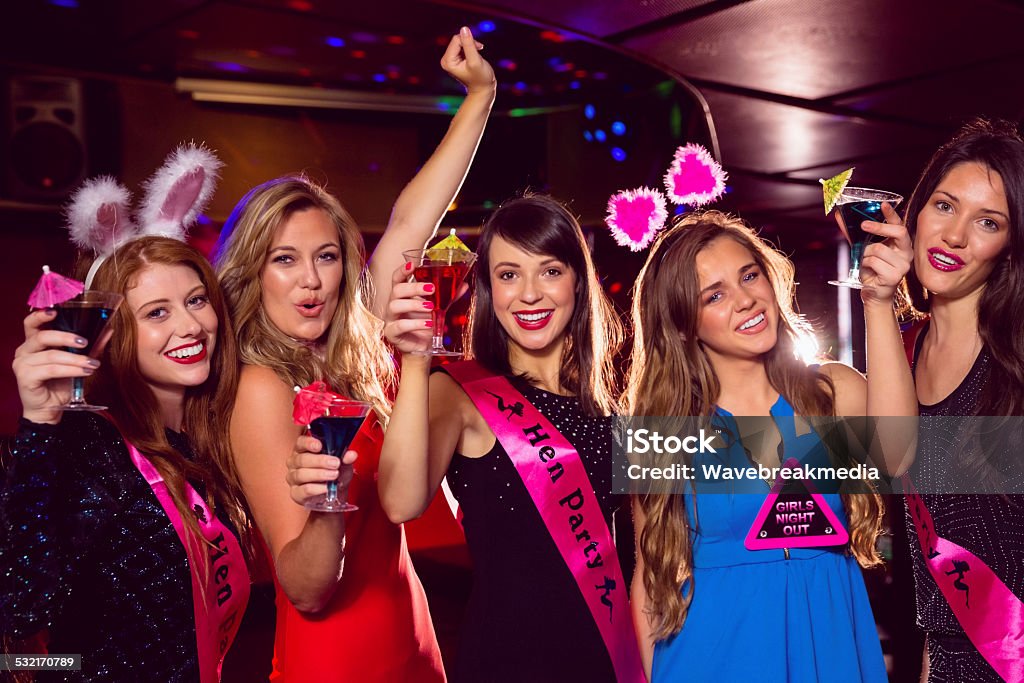 Pretty friends on a hen night Pretty friends on a hen night at the nightclub  Party - Social Event Stock Photo