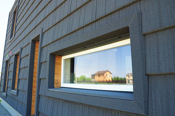 Windows in New Modern Passive House Facade Wall