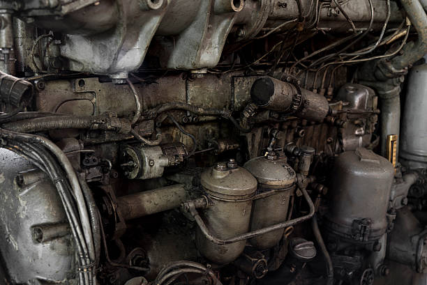 istock Detail of huge old diesel  engine 532171736