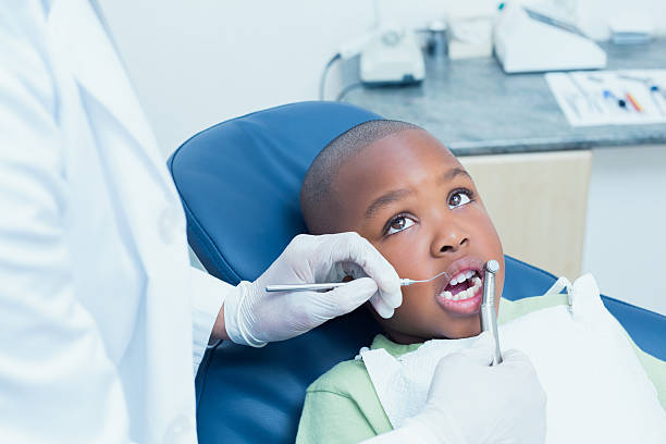 istock Boy having his teeth examined by dentist 532172589