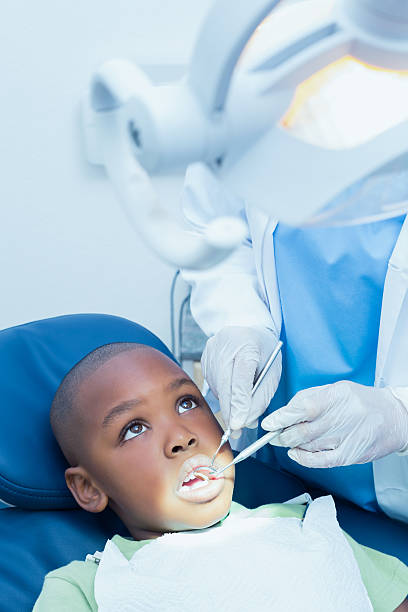 istock Boy having his teeth examined by dentist 532172623