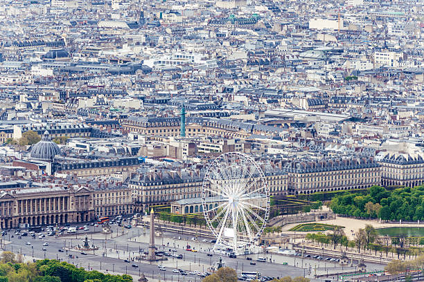 Paris aerial view,Paris aerial view,Ferris Wheel With Statue, Obelisk,Luxor,Paris, France,Nikon D3x