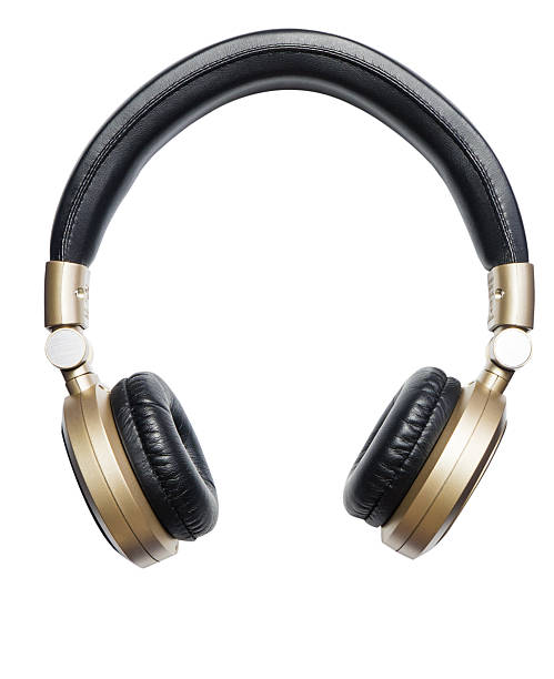 istock Golden Wireless Audio Hifi headphone isolated on white 532177536