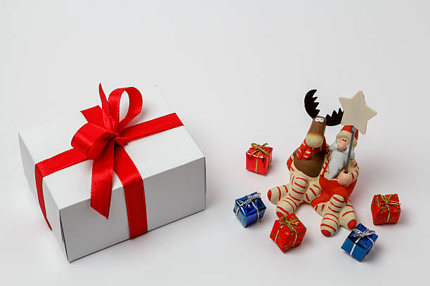 istock Coloured presents with reindeer and Nicholas 532177546