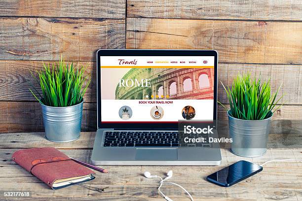 Looking For Travel Destination At The Office Stock Photo - Download Image Now - Web Page, Travel Agency, Internet