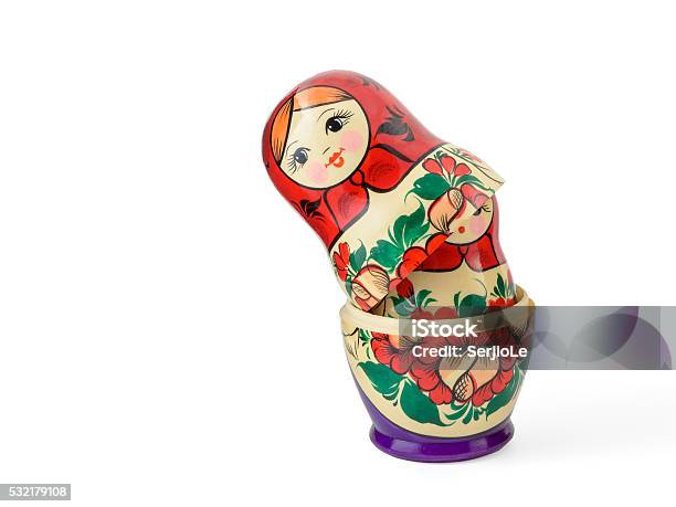 Russsian Nested Dolls Set On A White Background Stock Photo - Download Image Now - Russian Nesting Doll, Babushka, White Background