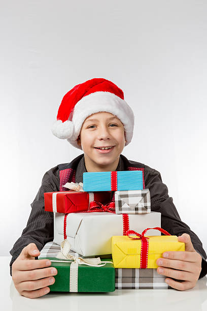 istock Boy is glad about Christmas presents, Closeup 532182032