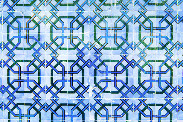 Green Azulejo background, portuguese or moroccan, tiles, arabic wall design