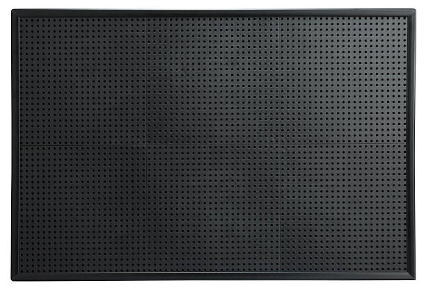 Blank black pegboard sign isolated on a white background