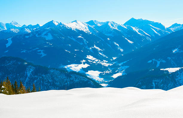 Mountains landscape in winter snow time stock photo