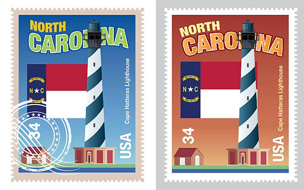 North Carolina Stamp Vector North Carolina, Stamp cape hatteras stock illustrations