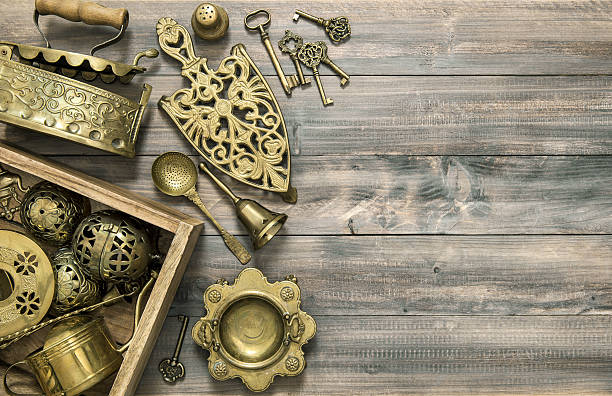 istock Vintage brass table ware antique kitchen utensils 532184860