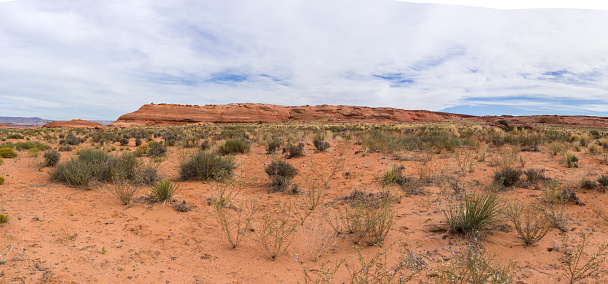Panoramic Landscape Mittens and Bluffs Monument Valley Tribal Park on Navajo Reservation in Utah and Arizona