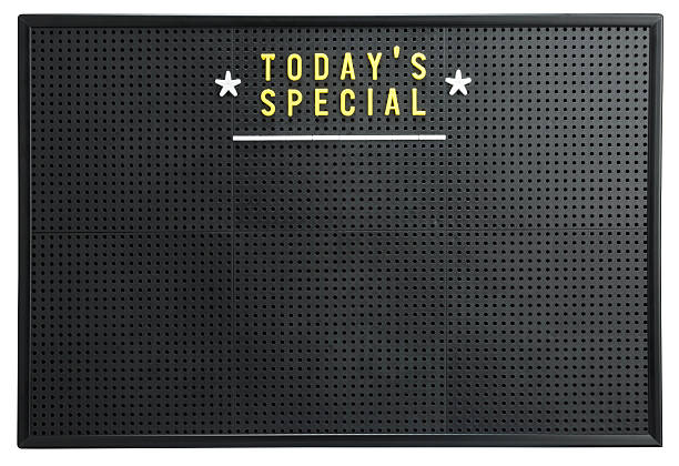 TODAY'S SPECIAL menu on a retro black pegboard notice board TODAY'S SPECIAL menu on a retro black pegboard notice board. Typeface and other text versions available in my portfolio. todays special stock pictures, royalty-free photos & images