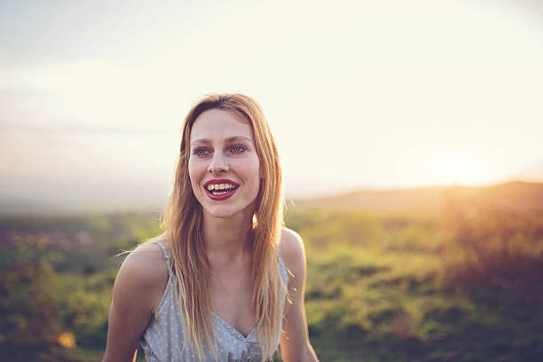 istock Red lips girl smiling 532185956