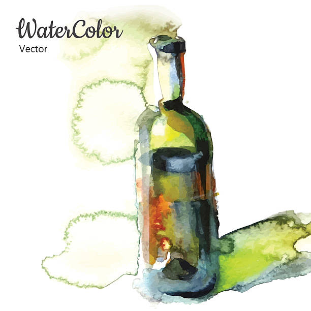 istock Vector hand painting watercolor illustration of wine bottle 532186047