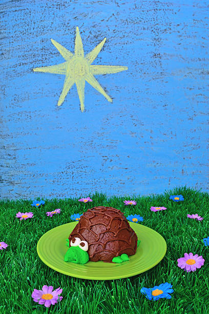 Turtle Cupcake with Summer Theme stock photo