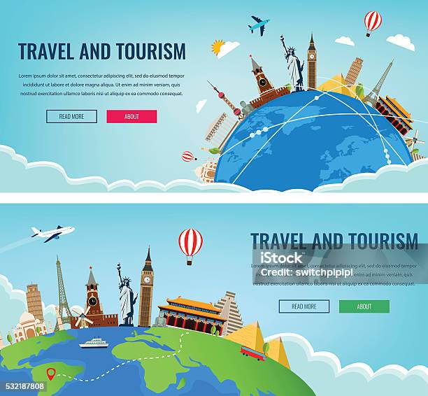 Travel Composition With Famous World Landmarks Travel And Tourism Stock Illustration - Download Image Now