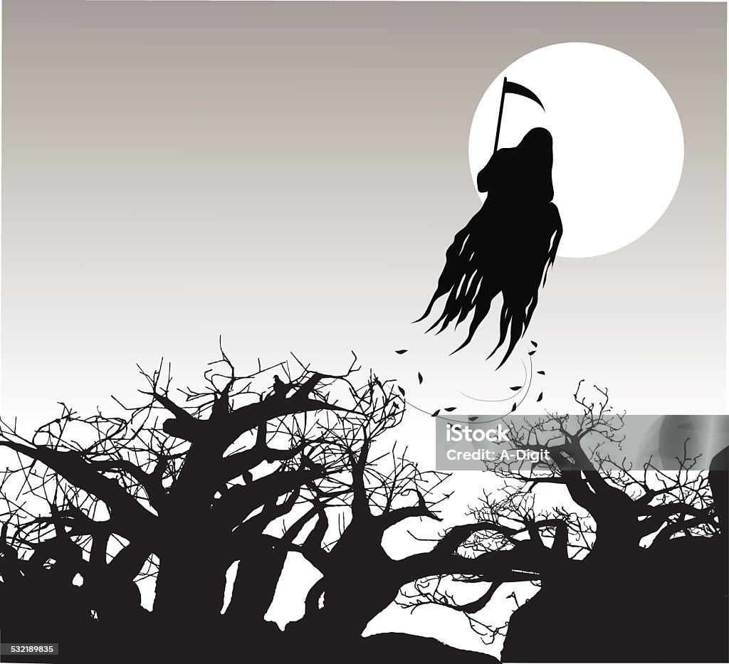 RoamingGhost A ghost spectre rises on a full moon. Grim Reaper stock vector