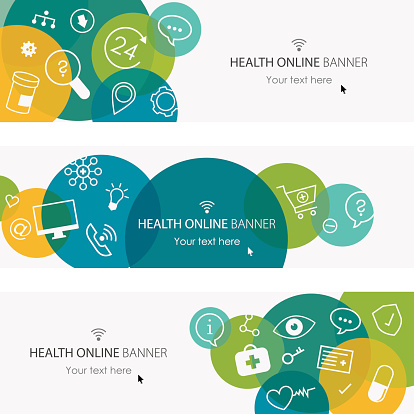 Health online / templates + outlined icon set. EPS 10. Nicely layered, no transparencies used. Used typography Myriad Pro and Century Gothic.