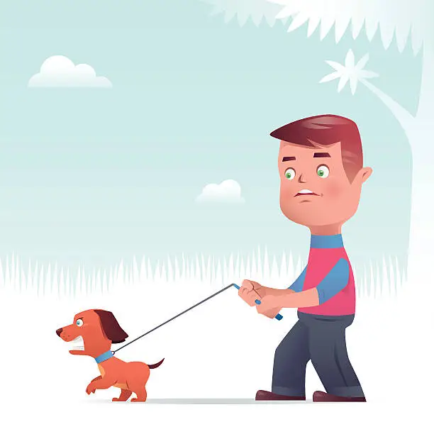 Vector illustration of boy with dog