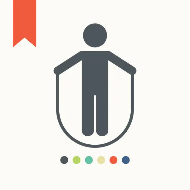 Vector illustration of Person jump roping icon